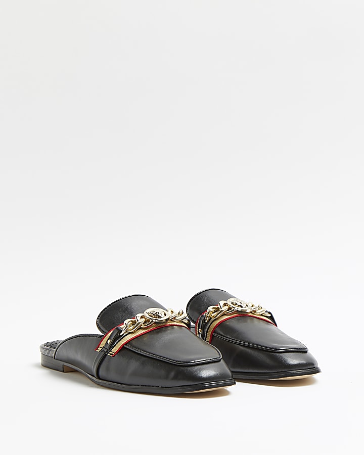 Black backless loafers