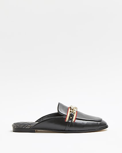 Black backless loafers
