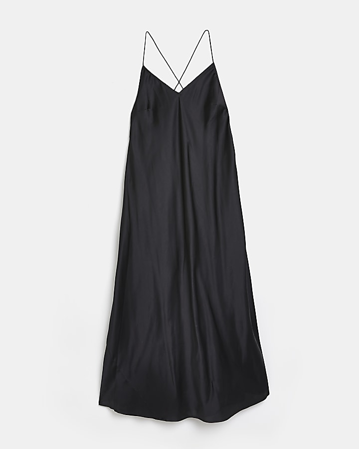 Black backless slip maxi dress
