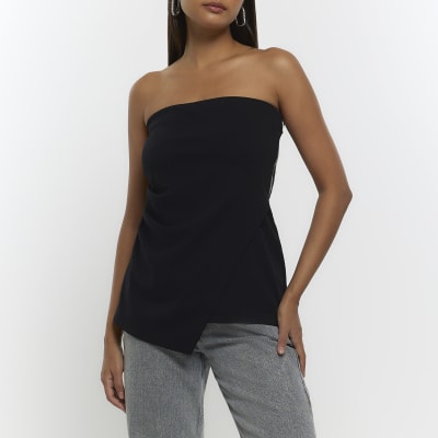 Black bandeau asymmetric top