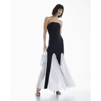 Black Bandeau Bodycon Maxi Dress River Island