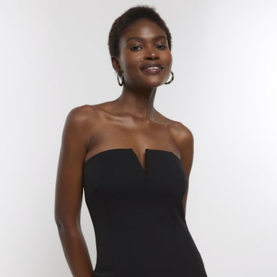 Black bandeau shop bodycon dress