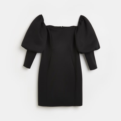Black bardot bodycon mini dress