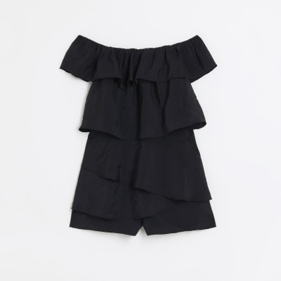 Black bardot hotsell skort playsuit