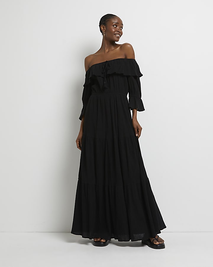 Black bardot maxi dress
