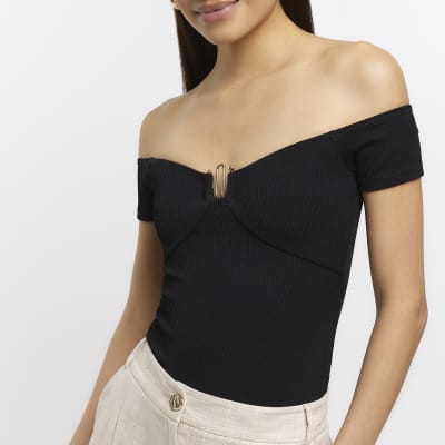 Black bardot top River Island