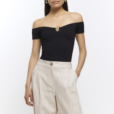 Black bardot top River Island