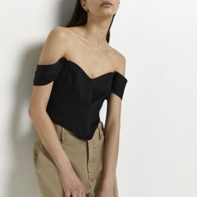 Black bardot top