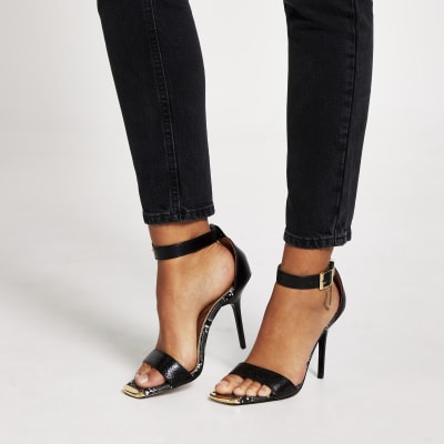 black barely there sandals uk