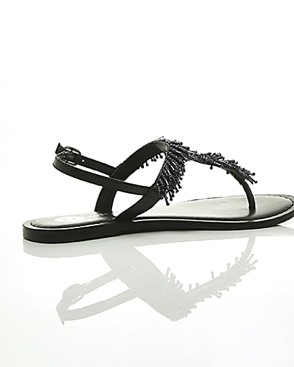 360 degree animation of product Black bead embroidered sandals frame-11