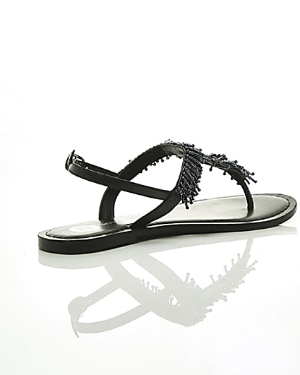 360 degree animation of product Black bead embroidered sandals frame-12