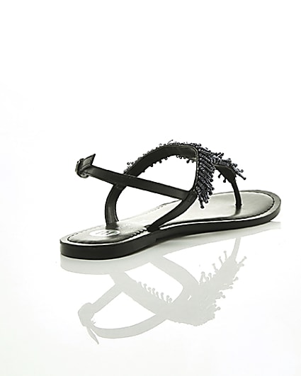 360 degree animation of product Black bead embroidered sandals frame-13