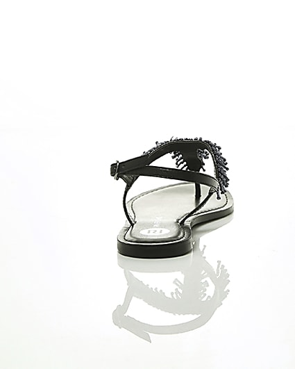 360 degree animation of product Black bead embroidered sandals frame-15