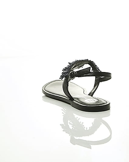 360 degree animation of product Black bead embroidered sandals frame-17