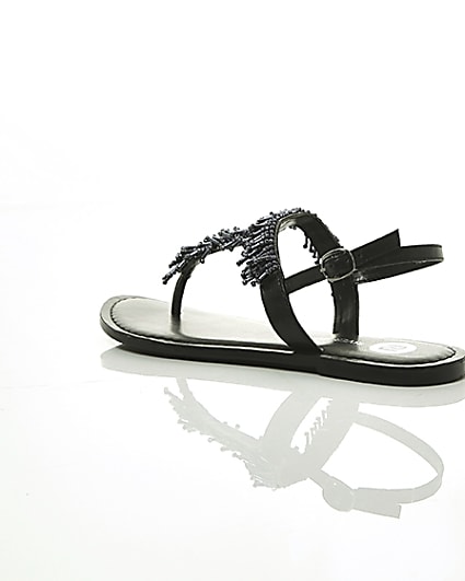 360 degree animation of product Black bead embroidered sandals frame-19