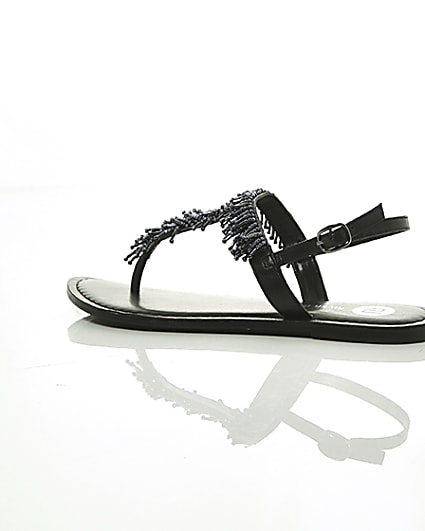 360 degree animation of product Black bead embroidered sandals frame-20