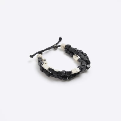 Black beaded bracelet River Island