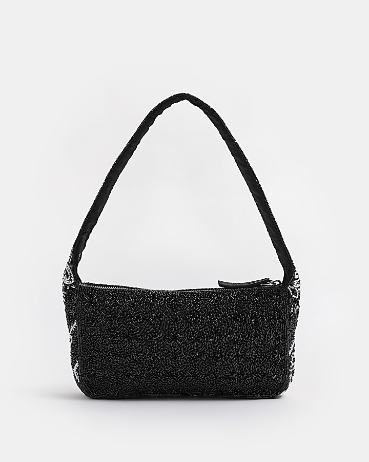 Black beaded shoulder bag