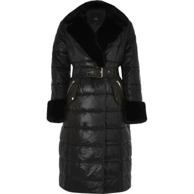 river island black and white coat