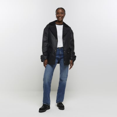 Black belted outlet jacket