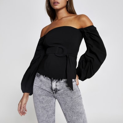 black long bardot top