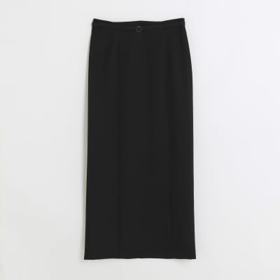 Black belted maxi skirt