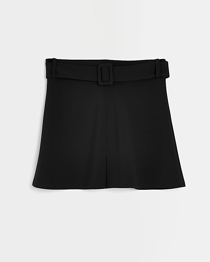 Black belted mini skirt