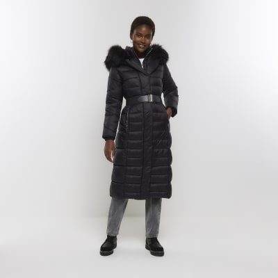 Black padded longline coat