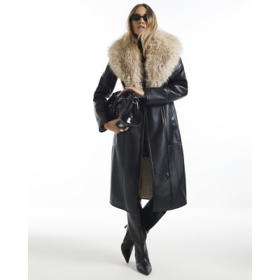 Belted Shearling Trench Coat