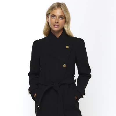 Womens black best sale wrap coats