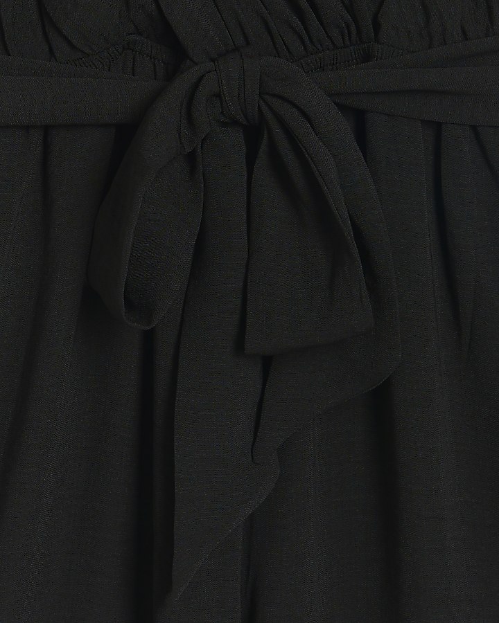 Black belted wrap jumpsuit