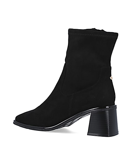 360 degree animation of product Black block heel ankle boots frame-5