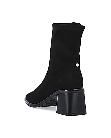 360 degree animation of product Black block heel ankle boots frame-7