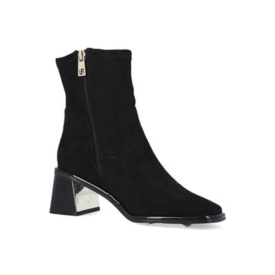 Womens black block heel cheap ankle boots