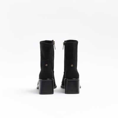 Black block heel ankle boots