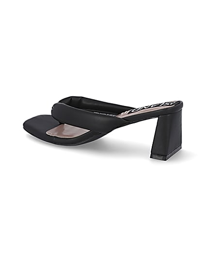 360 degree animation of product Black block heel sandals frame-5
