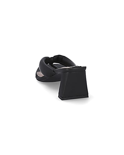 360 degree animation of product Black block heel sandals frame-8