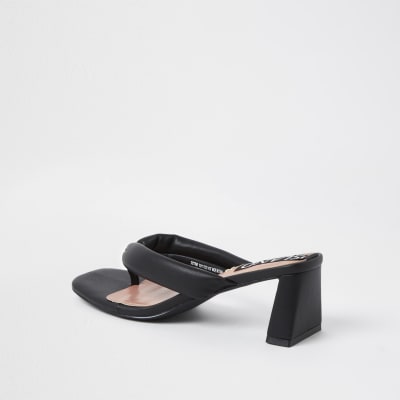Black block heel sandals