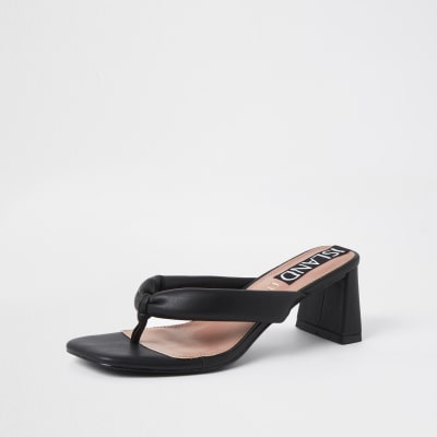 Black block heel sandals