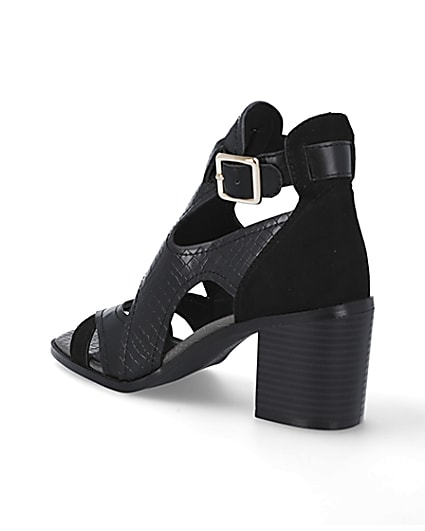 360 degree animation of product Black block heeled shoe boots frame-6