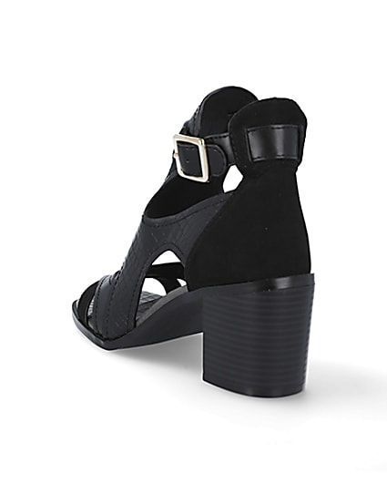360 degree animation of product Black block heeled shoe boots frame-7