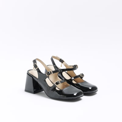 Black block heeled shoes
