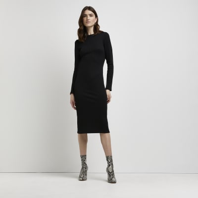 black bodycon midi