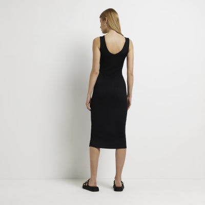Black bodycon midi dress River Island