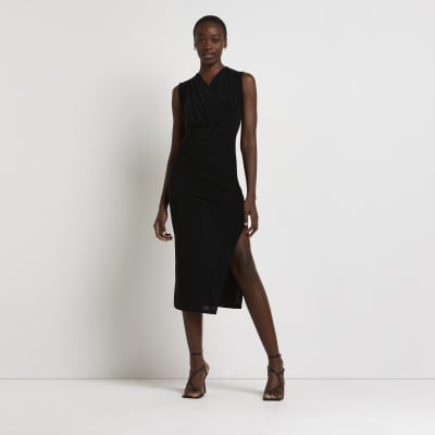 Black bodycon midi dress