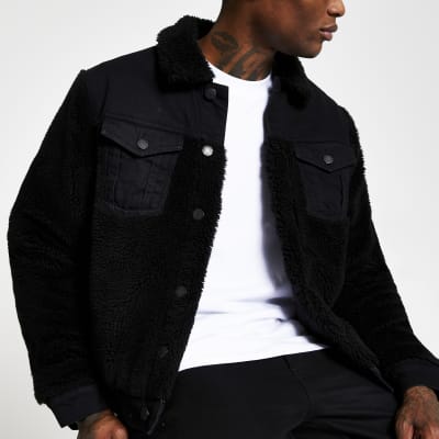black denim borg jacket