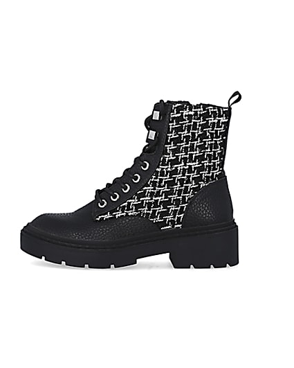 360 degree animation of product Black boucle biker boots frame-3