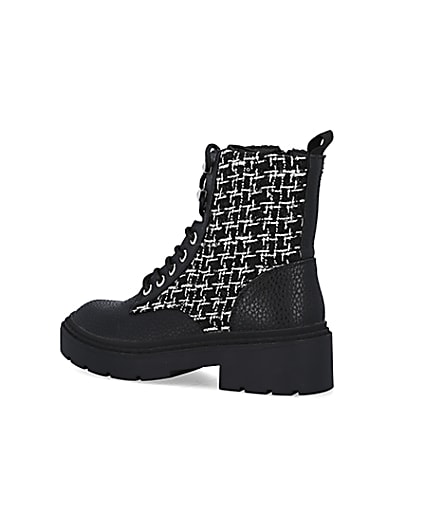 360 degree animation of product Black boucle biker boots frame-5