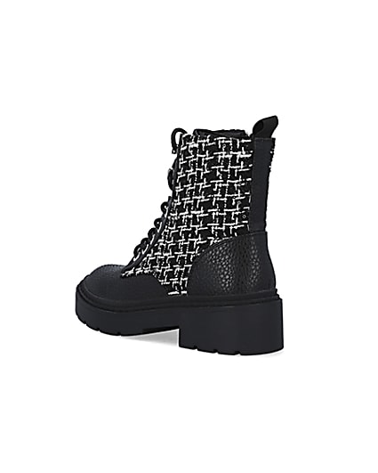 360 degree animation of product Black boucle biker boots frame-6