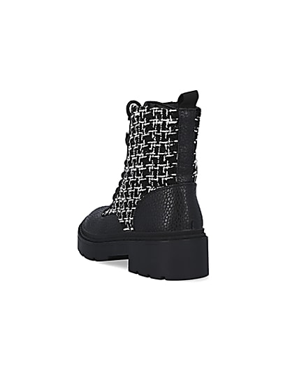 360 degree animation of product Black boucle biker boots frame-7
